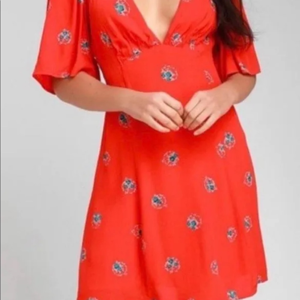 Free People NWT Mockingbird Mini Dress Hot Cherry